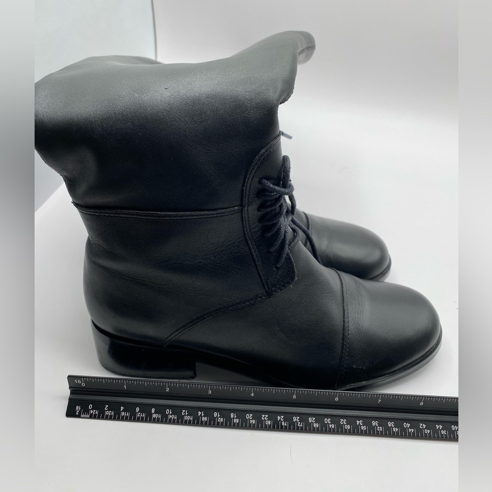 Markon Black Leather Tall Lace-Up Boots - Size 6M - Picture 7 of 8